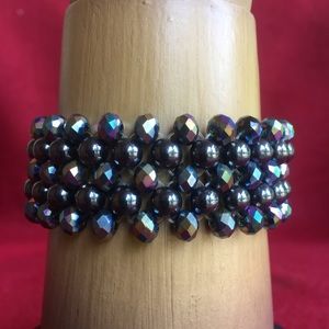 Iridescent, adjustable, glass crystal bracelet